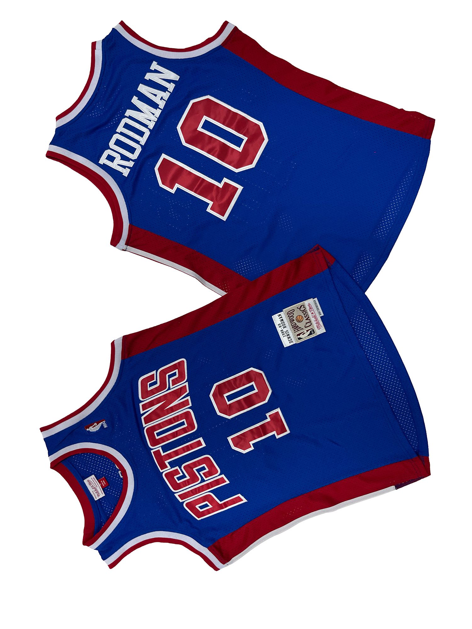 Men Detroit Pistons 10 Rodman Blue Throwback NBA Jersey